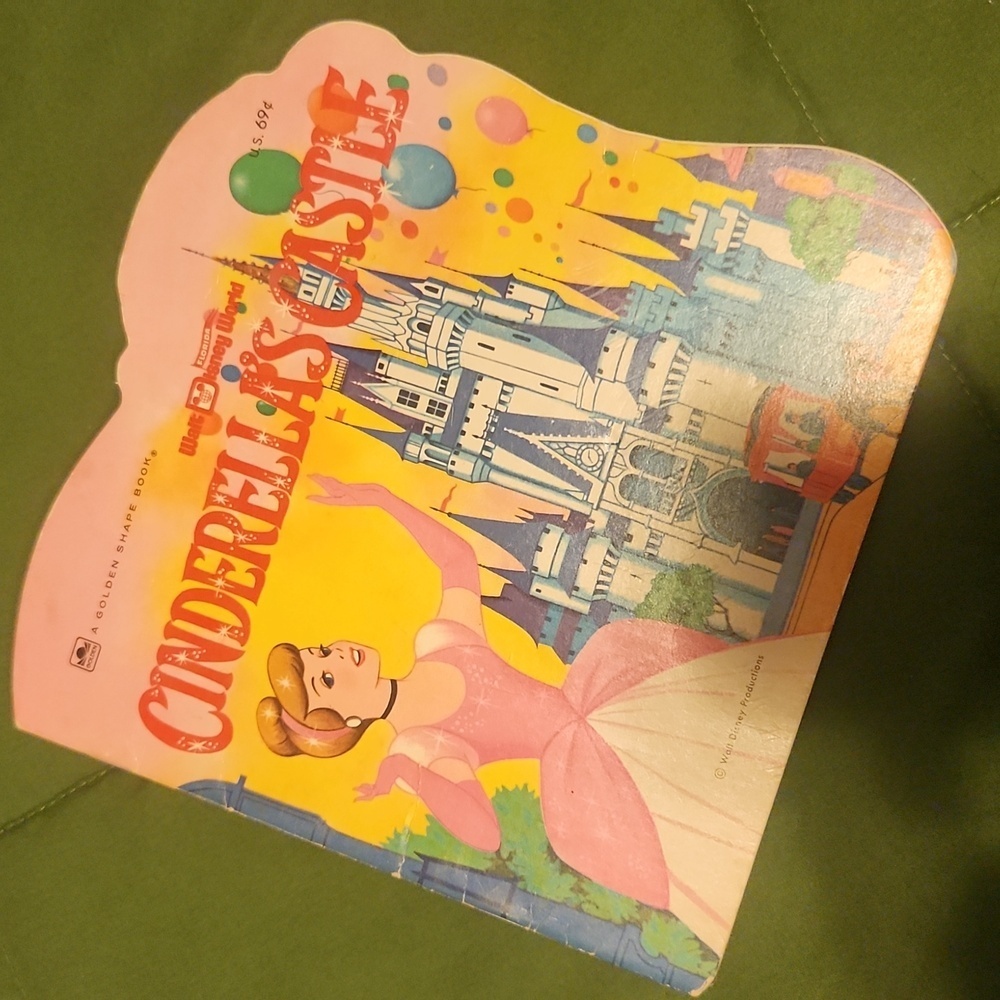Vintage 1972 golden shape book Cinderellas castle